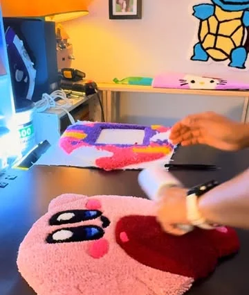 Tapis rose Kirby fraîchement terminé